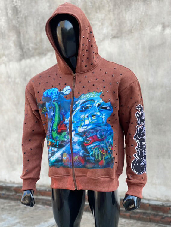 Retro graffiti zip up